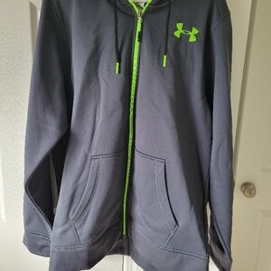 Under Armour Gray Zip-Up Hoodie with Neon Accents